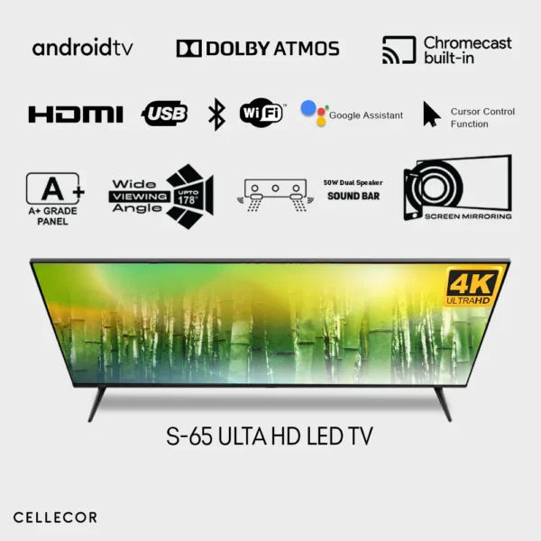 🚀 Cellecor Smart TV S-65 (65 Inch) – Big Screen, Smart Entertainment! 🎬